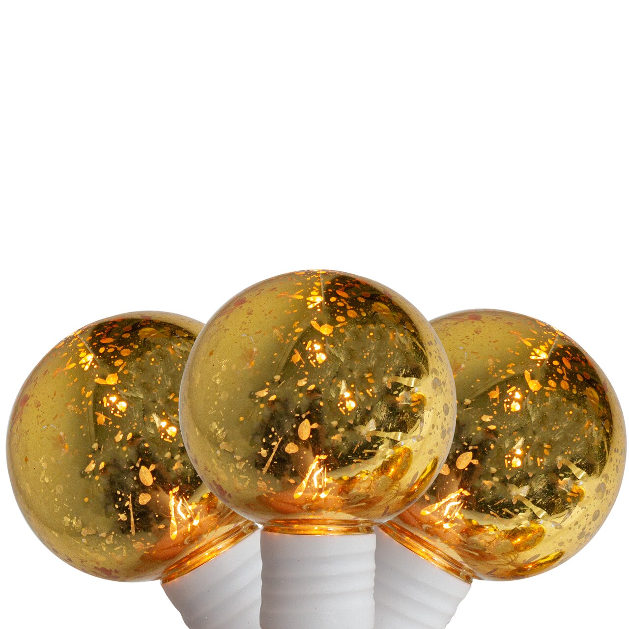 Hofert Mercury Glass Style G40 Globe Christmas Lights - Gold - 5.25' White Wire - 10ct